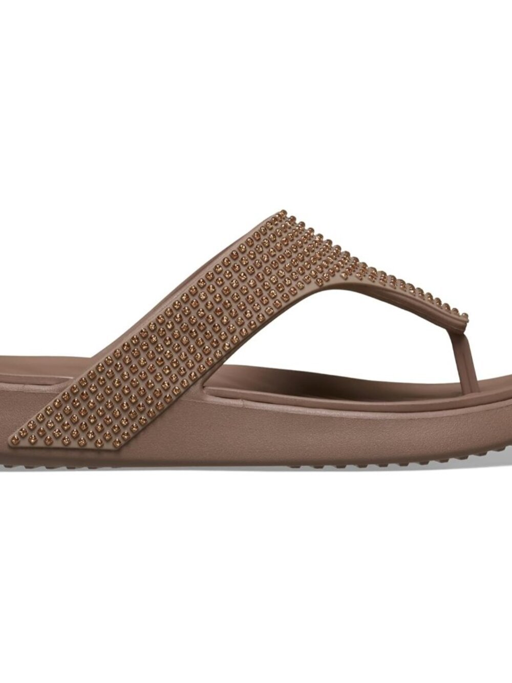 Women's Crocs Latte Gems Getaway Triangle Imported Slip On Flip Flops
